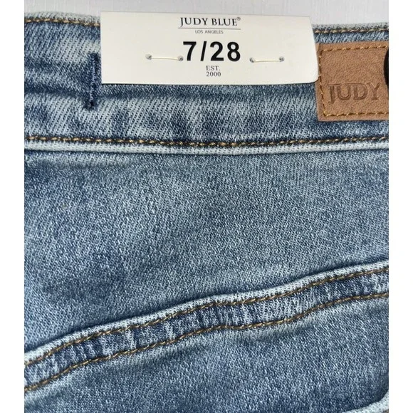 NWT Judy Blue High Waist Patchwork Boyfriend Jeans 7/28 Blue Stretch 88499 Boho - Picture 10 of 14